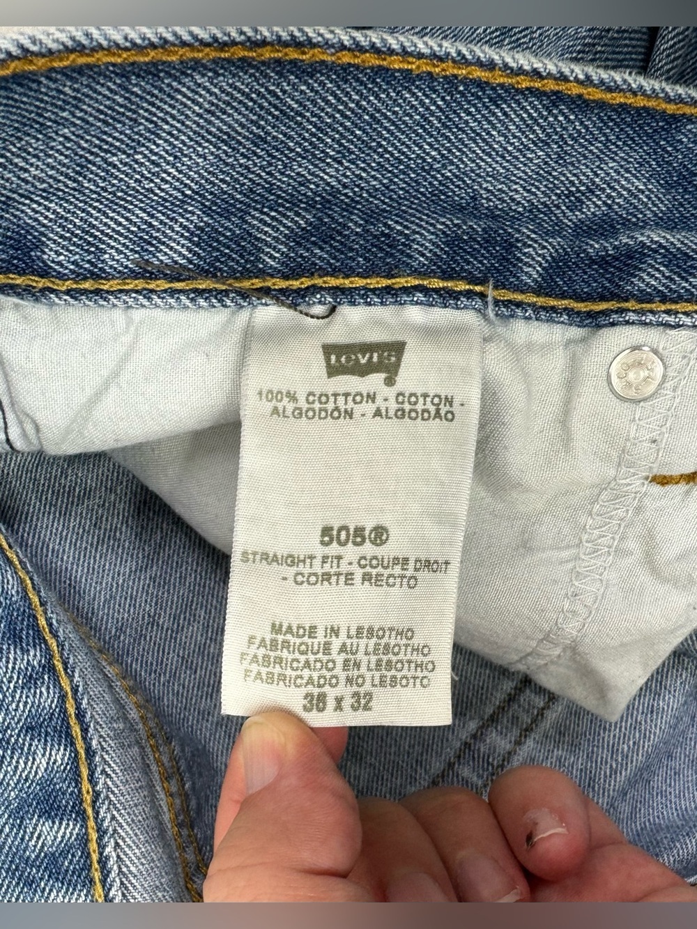 Vintage Levis 505 Pants Jeans Men 36x31 Denim Stretch Blue Straight - Picture 6 of 14